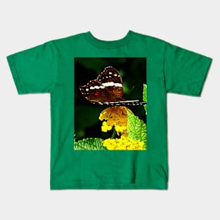 Butterflies - Black Butterfly on Yellow Lantana Kids T-Shirt